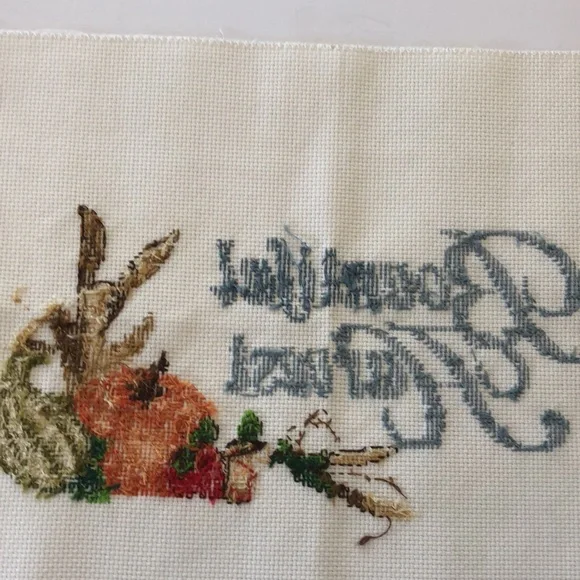 HANDMADE COUNTED CROSS STITCH BOUNTIFUL HARVEST- READY TO FRAME - Picture 4 of 4